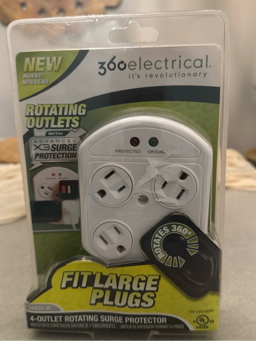 Electric Family White 4-Outlet Rotating Surge Protector